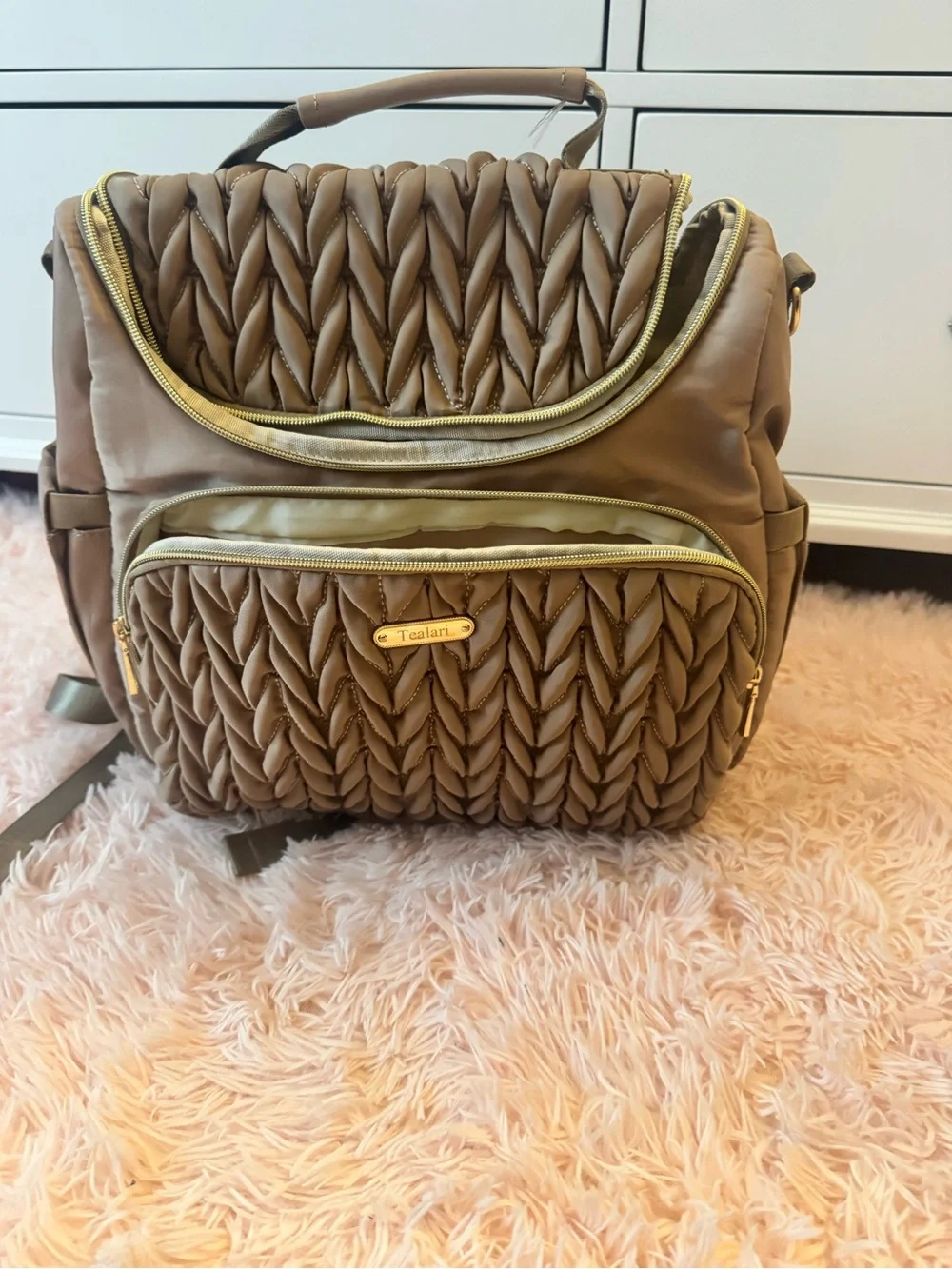 Quilted Brown Women's Backpack